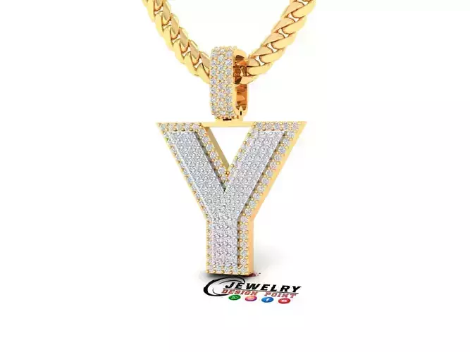 Custom Initial Y Letter Diamond Pendant A to Z Alphabet Necklace