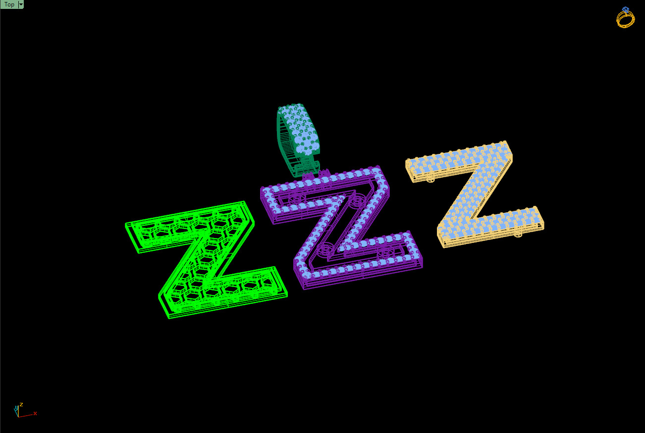 Custom Initial Z Letter Diamond Pendant A to Z Alphabet Necklace 3D print model_16