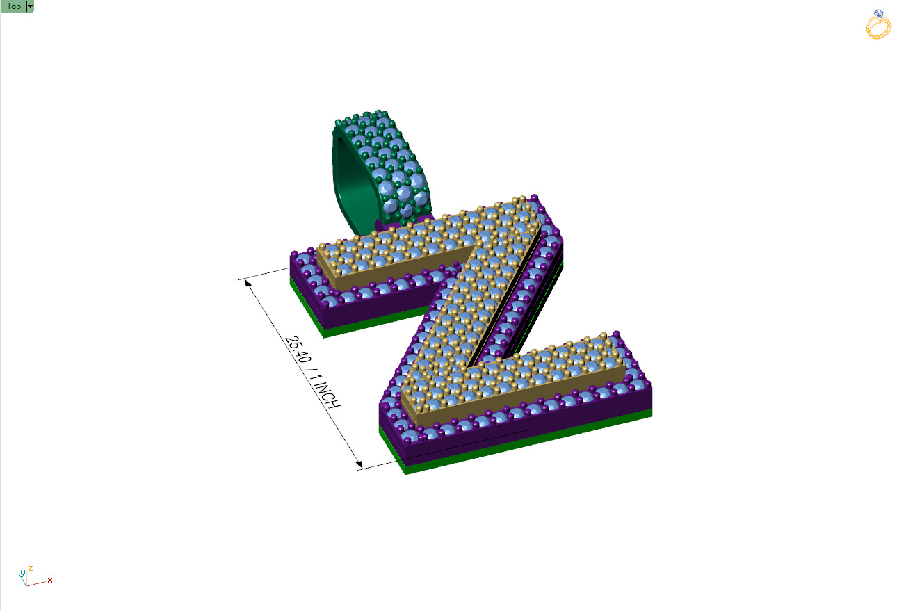 Custom Initial Z Letter Diamond Pendant A to Z Alphabet Necklace 3D print model_7