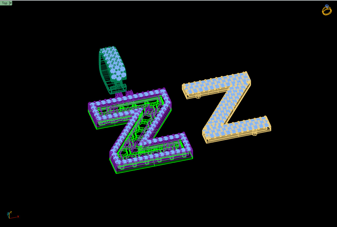 Custom Initial Z Letter Diamond Pendant A to Z Alphabet Necklace 3D print model_15