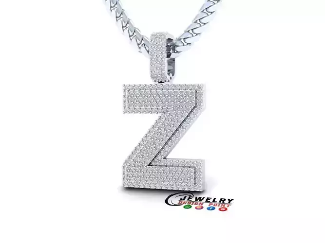 Custom Initial Z Letter Diamond Pendant A to Z Alphabet Necklace