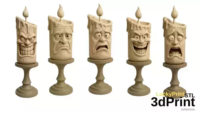  Face Candle Molds  5 Unique 3D Models in STL and GIB Format 3D print model