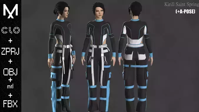 New Outfit Female Marvelous designer Clo3d OBJ mtl FBX ZPRJ