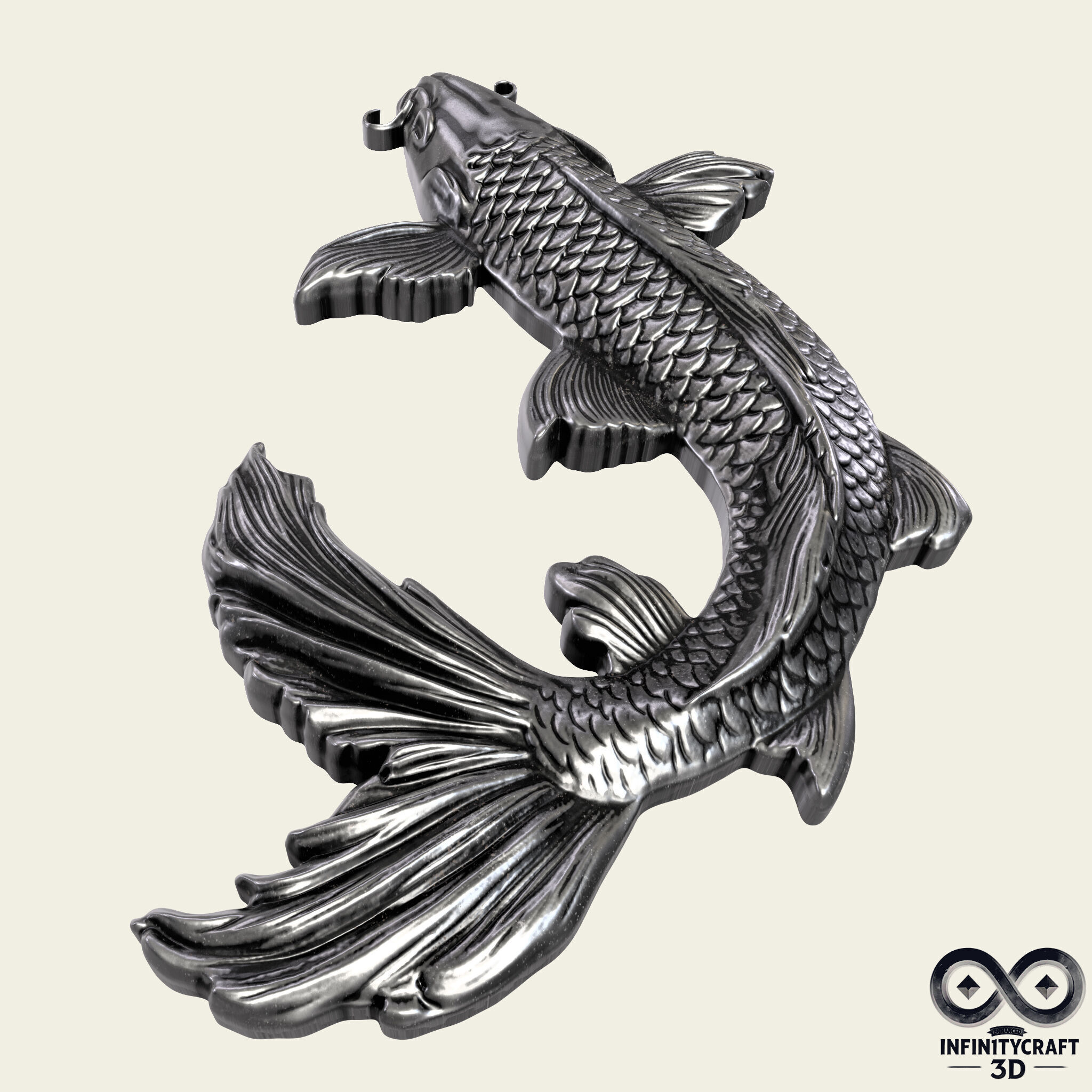 Koi Majesty Ornamental Fish Relief 3D print model_1