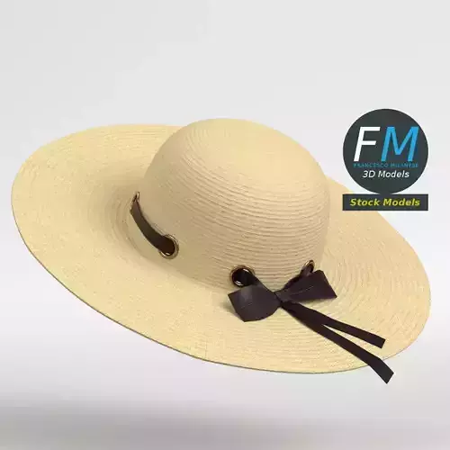 Straw hat with ribbon