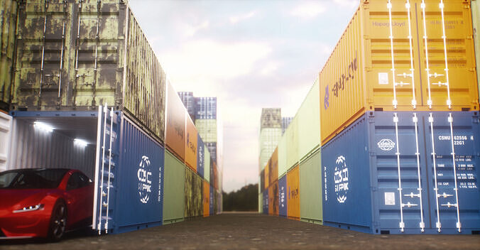 20 ft Shipping Containers Low-poly 3D model 6