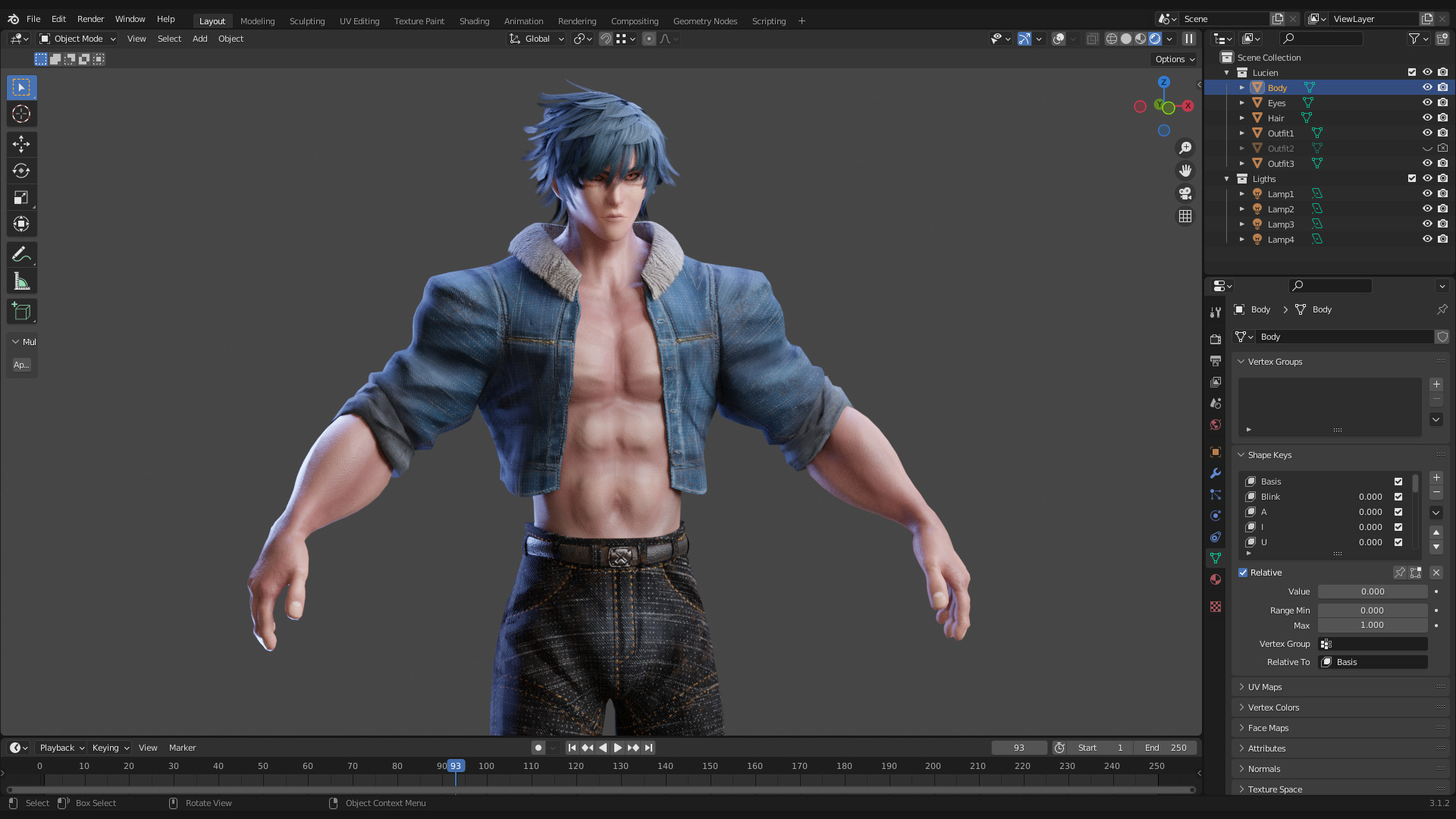Stylized Male Fighting Character - Lucien Low-poly 3D model_15