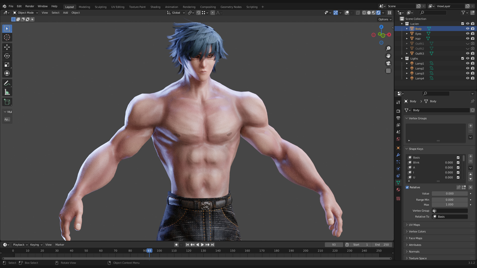 Stylized Male Fighting Character - Lucien Low-poly 3D model_14