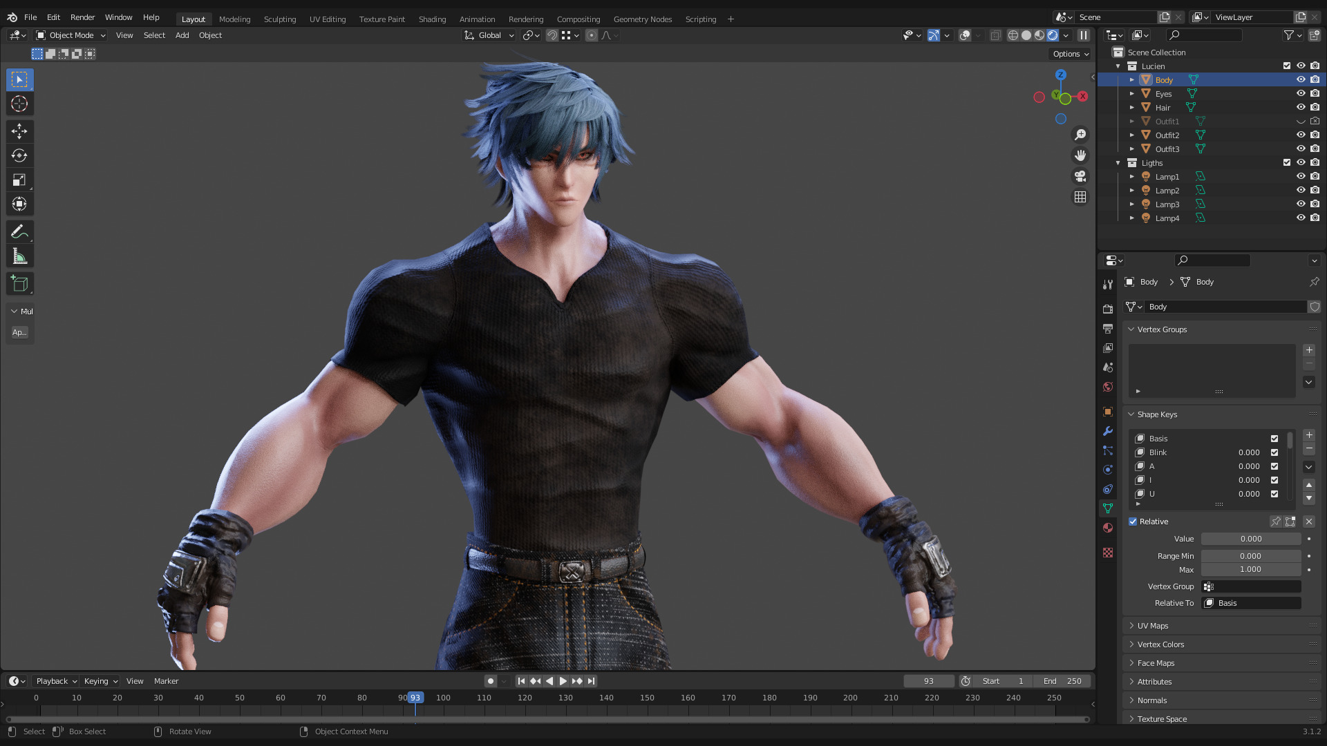 Stylized Male Fighting Character - Lucien Low-poly 3D model_13