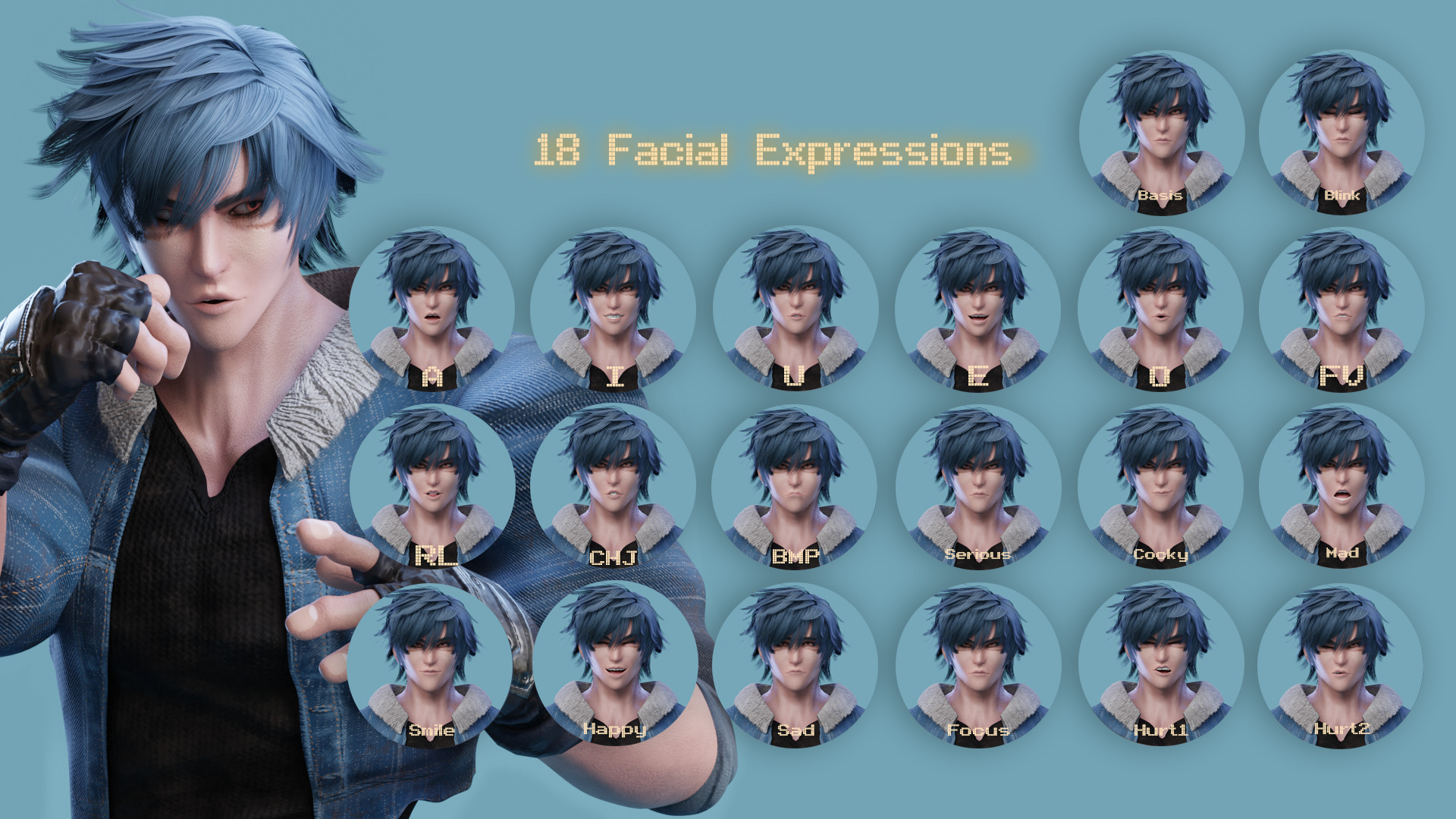 Stylized Male Fighting Character - Lucien Low-poly 3D model_12