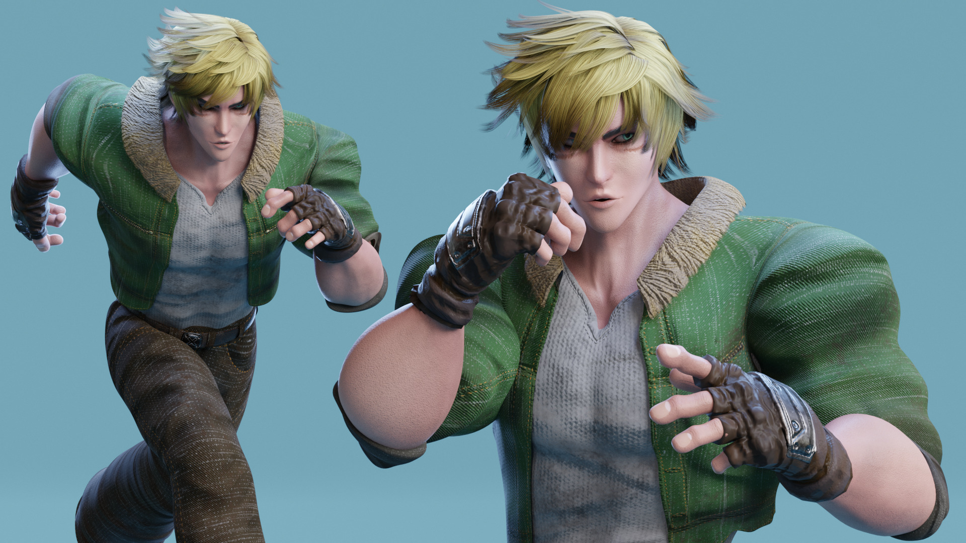 Stylized Male Fighting Character - Lucien Low-poly 3D model_10