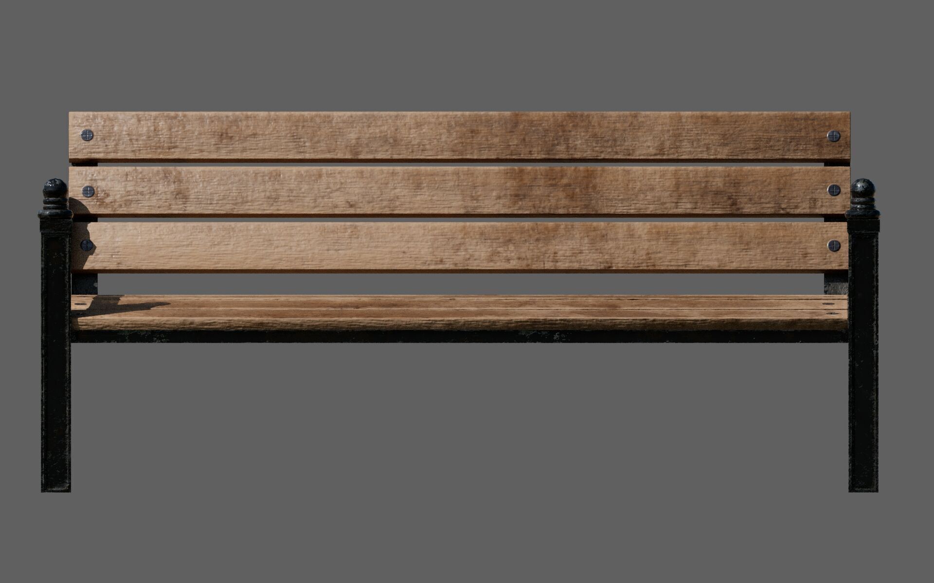 Urban Bench Set - 3 Variations - Trash Bin and Street Lamp Low-poly 3D model_30