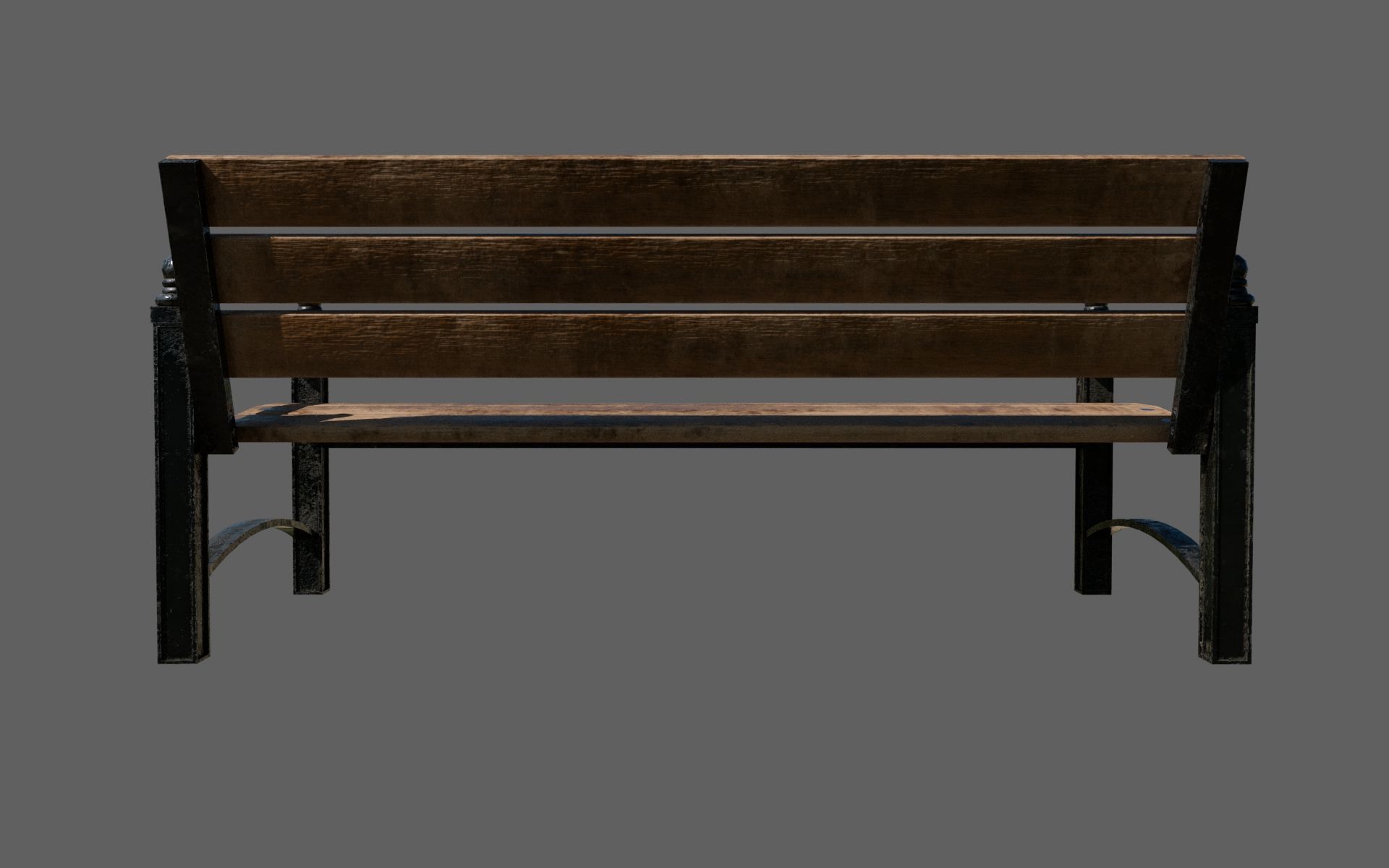 Urban Bench Set - 3 Variations - Trash Bin and Street Lamp Low-poly 3D model_32