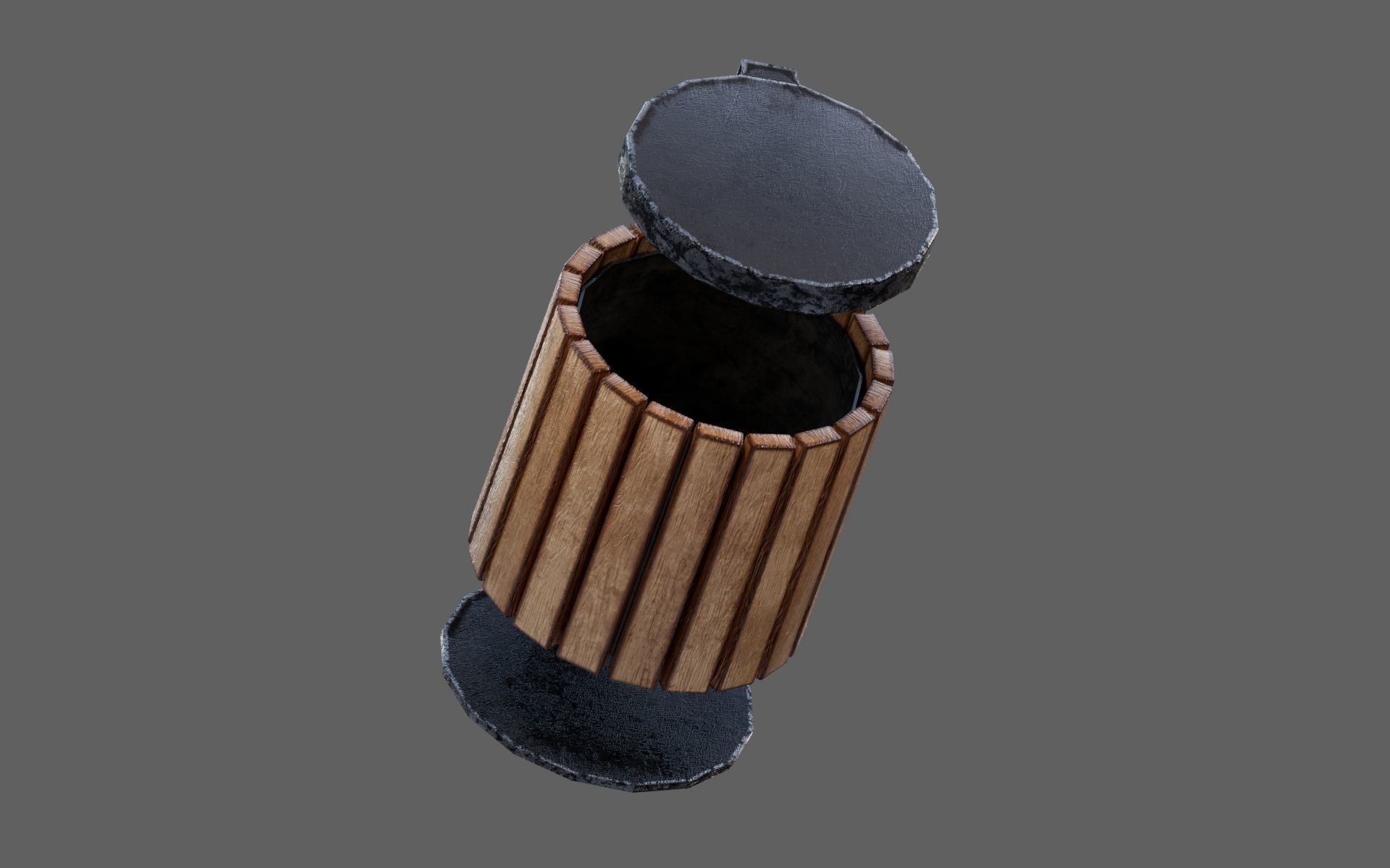 Urban Bench Set - 3 Variations - Trash Bin and Street Lamp Low-poly 3D model_11