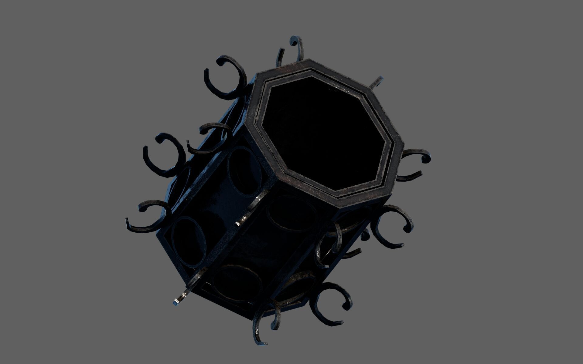 Urban Bench Set - 3 Variations - Trash Bin and Street Lamp Low-poly 3D model_24