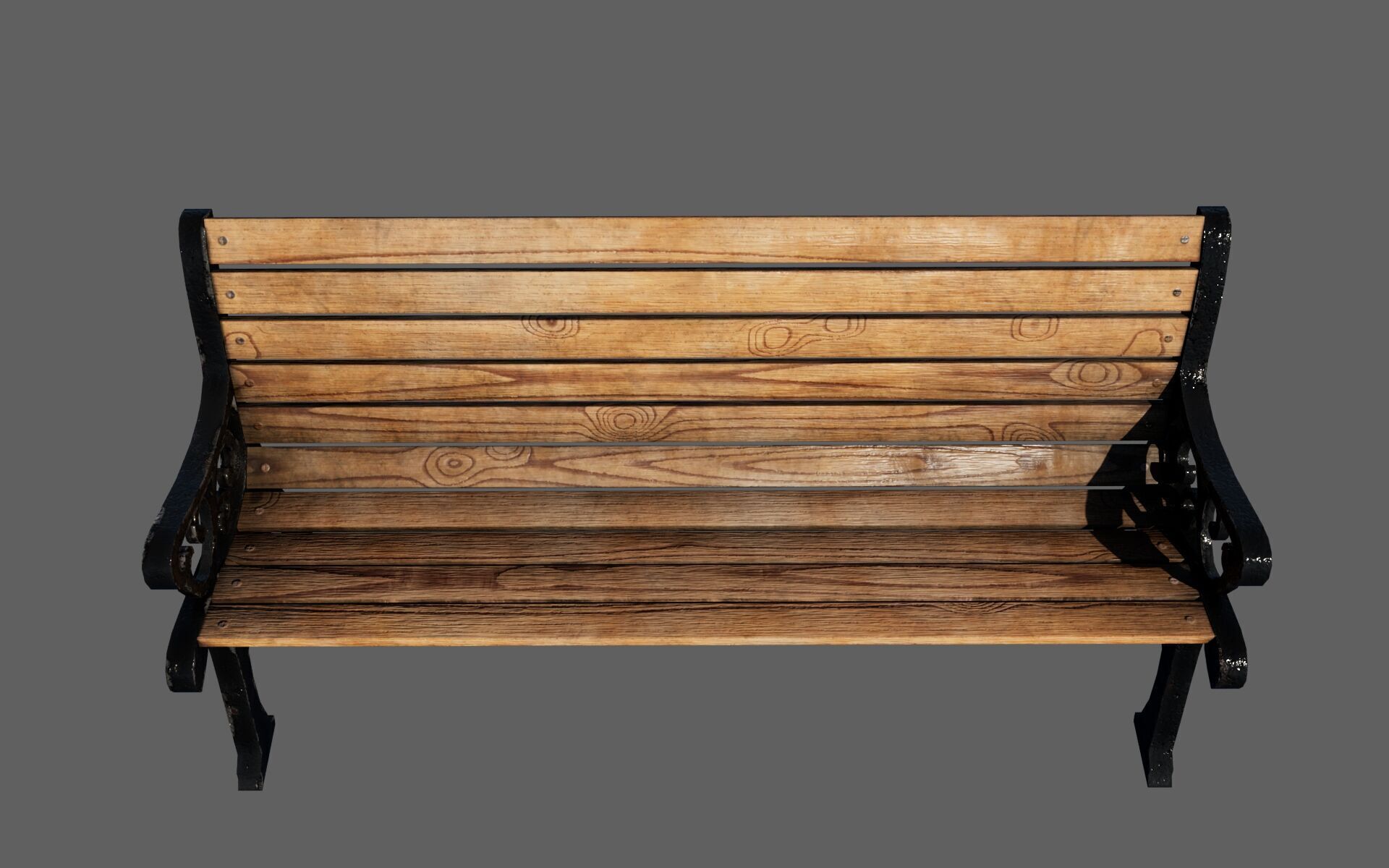 Urban Bench Set - 3 Variations - Trash Bin and Street Lamp Low-poly 3D model_18