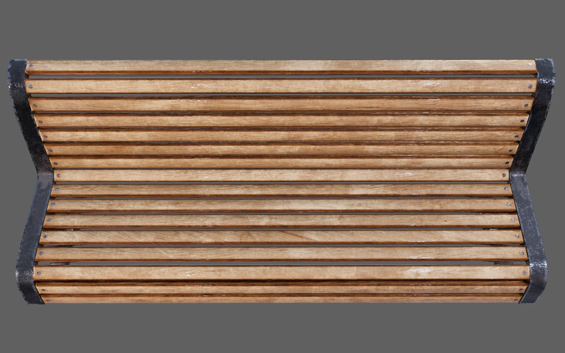 Urban Bench Set - 3 Variations - Trash Bin and Street Lamp Low-poly 3D model_7