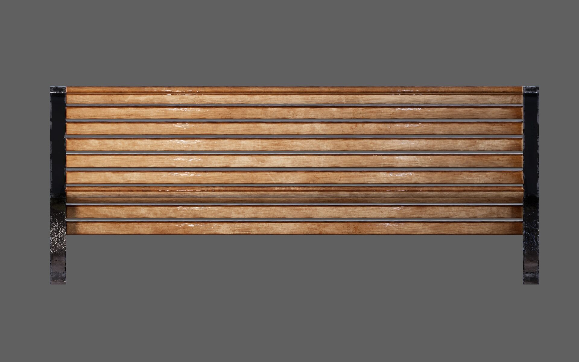 Urban Bench Set - 3 Variations - Trash Bin and Street Lamp Low-poly 3D model_9