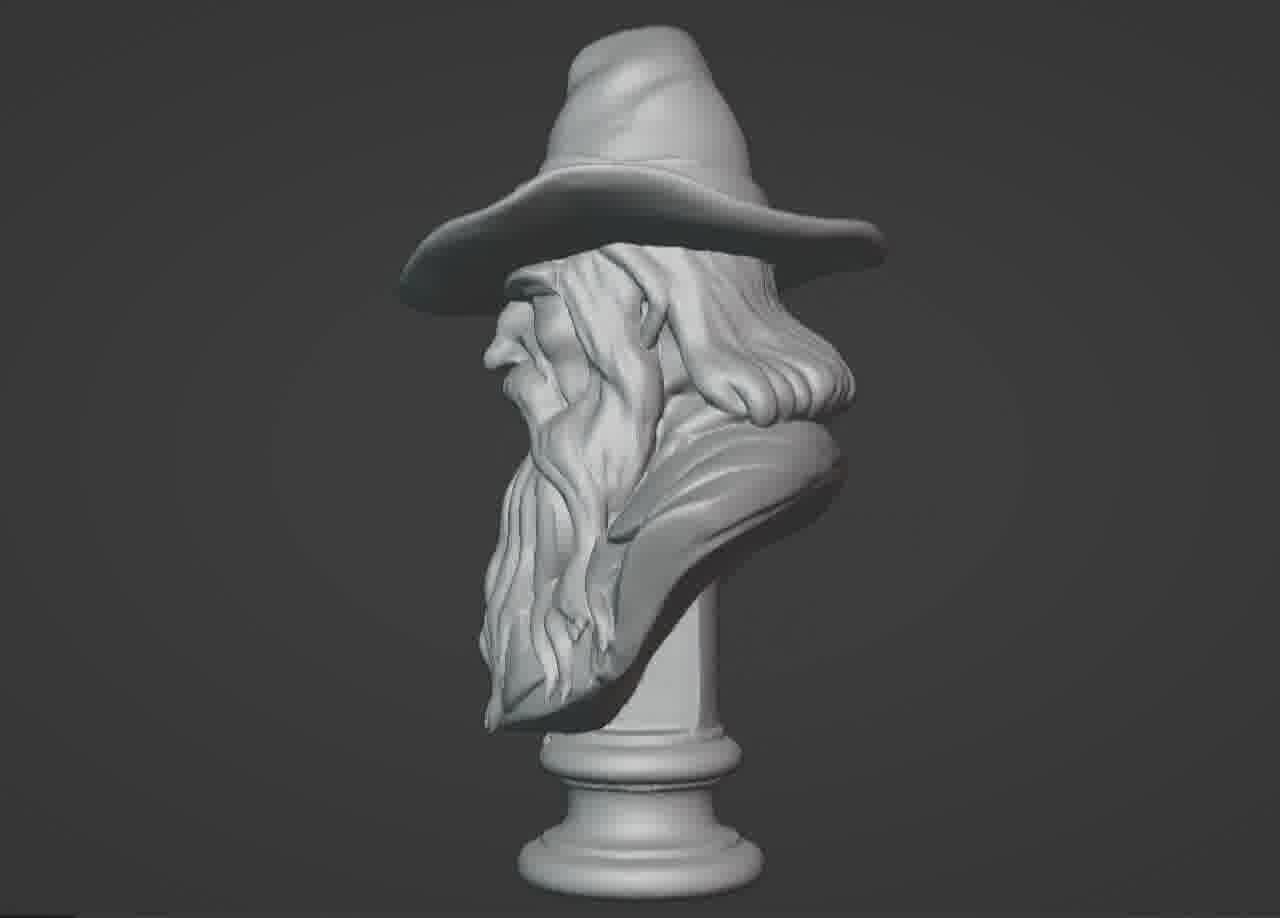 Gandalf the Grey Bust - 3D Printable Wizard Sculpture  3D print model_38