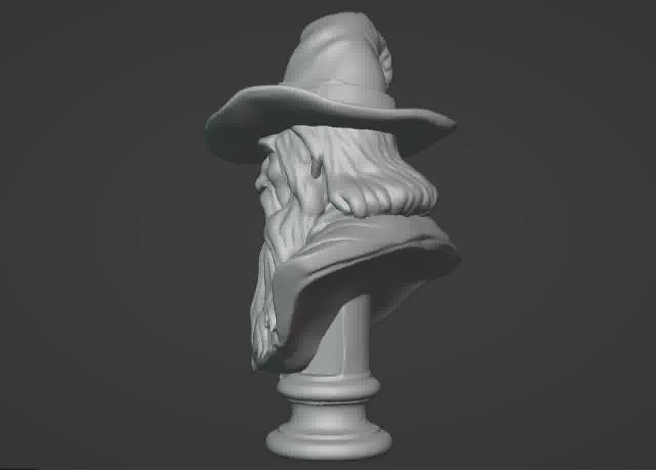 Gandalf the Grey Bust - 3D Printable Wizard Sculpture  3D print model_35