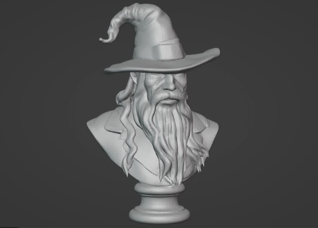 Gandalf the Grey Bust - 3D Printable Wizard Sculpture  3D print model_2
