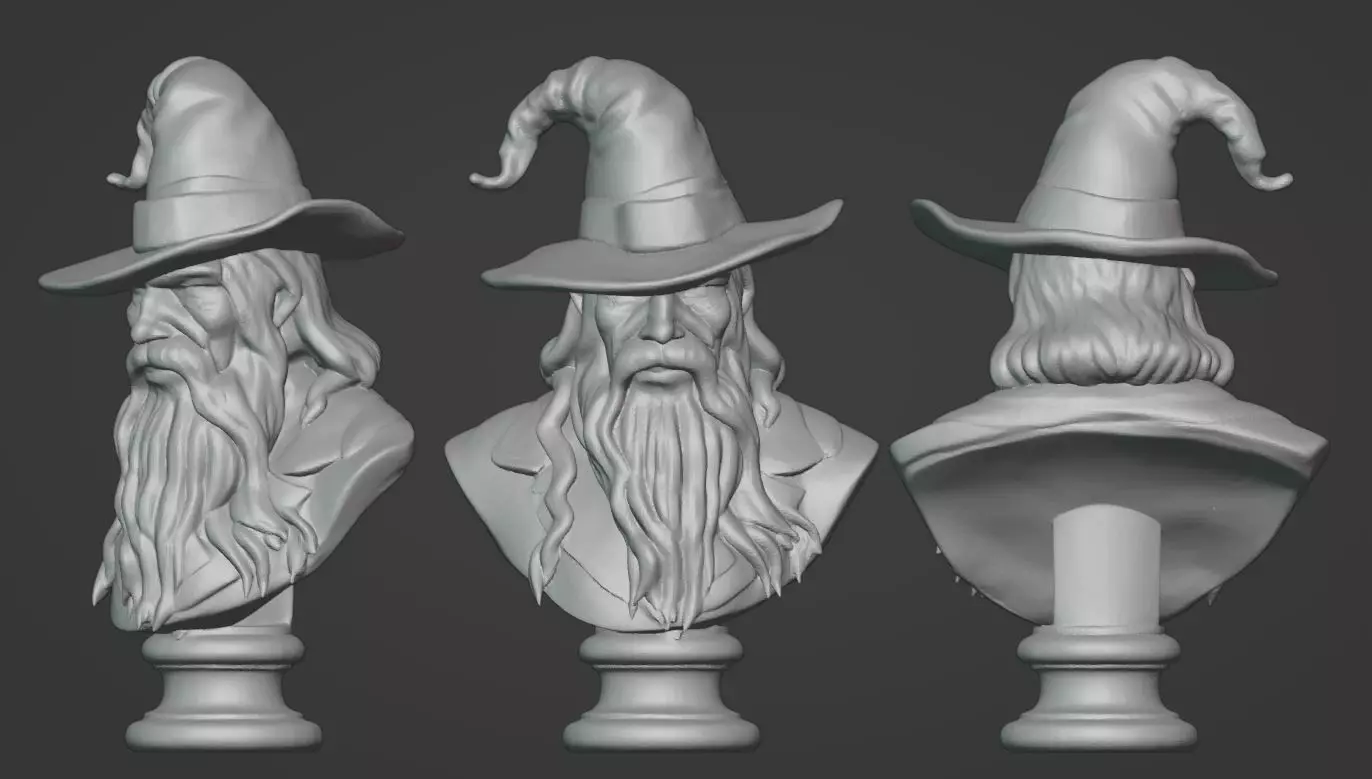 Gandalf the Grey Bust - 3D Printable Wizard Sculpture  3D print model_0