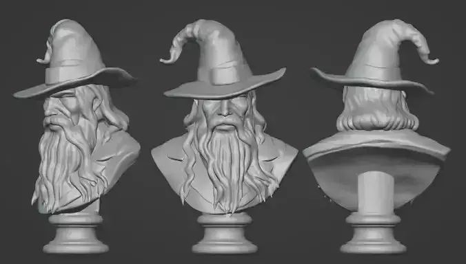 Gandalf the Grey Bust - 3D Printable Wizard Sculpture  3D print model
