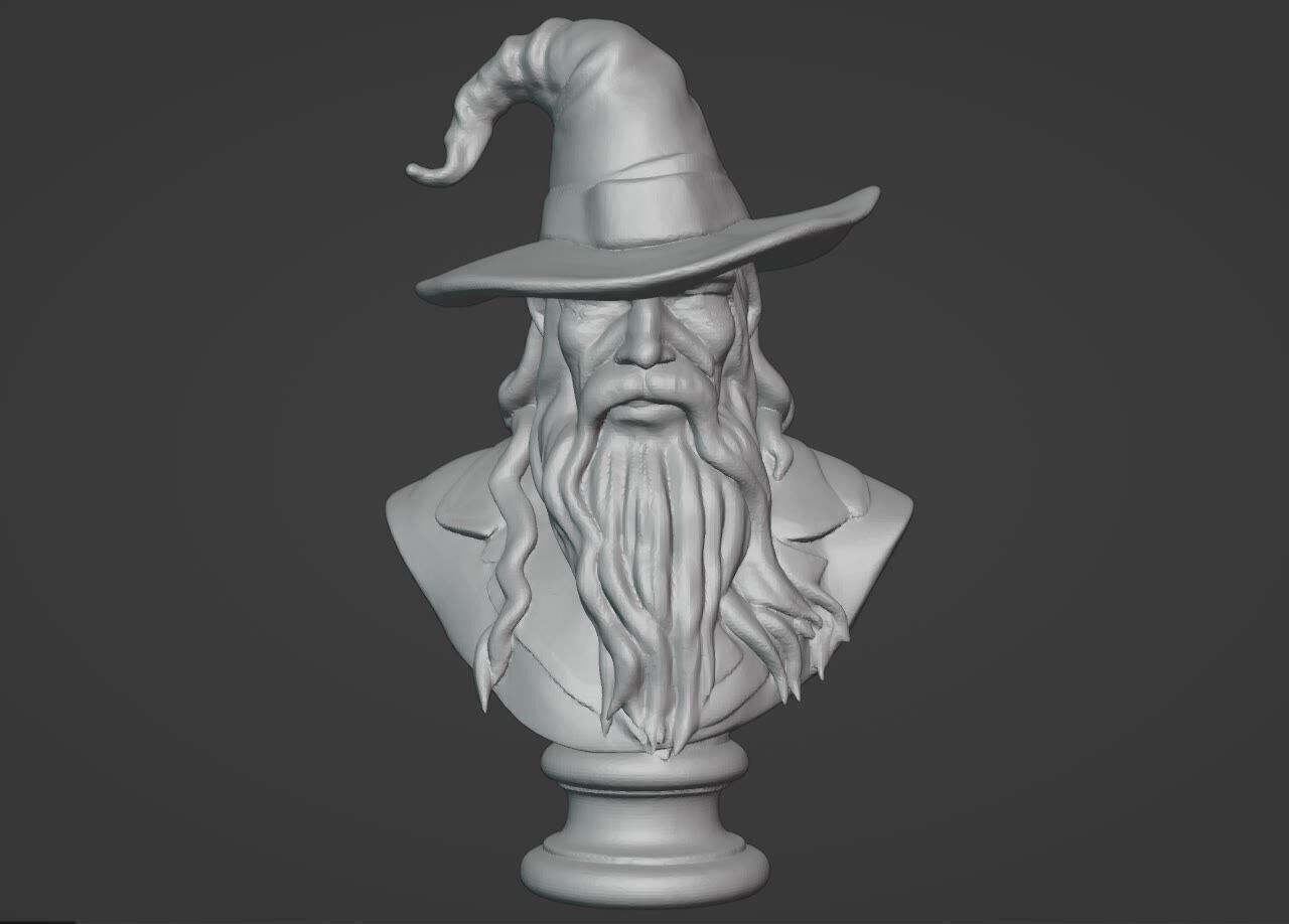 Gandalf the Grey Bust - 3D Printable Wizard Sculpture  3D print model_11