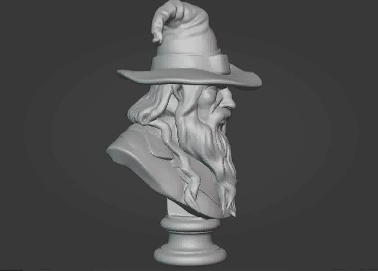 Gandalf the Grey Bust - 3D Printable Wizard Sculpture  3D print model_14
