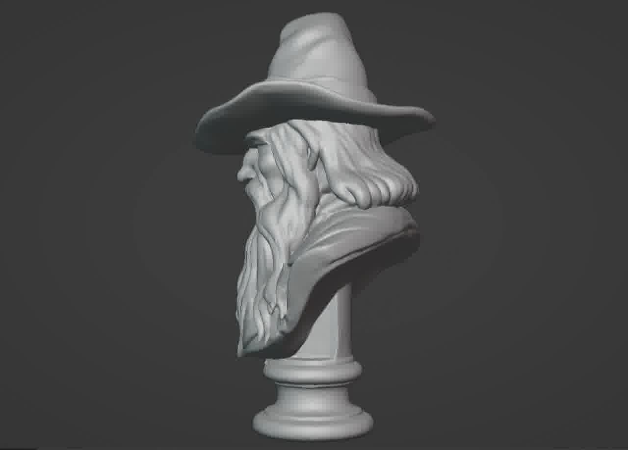 Gandalf the Grey Bust - 3D Printable Wizard Sculpture  3D print model_36