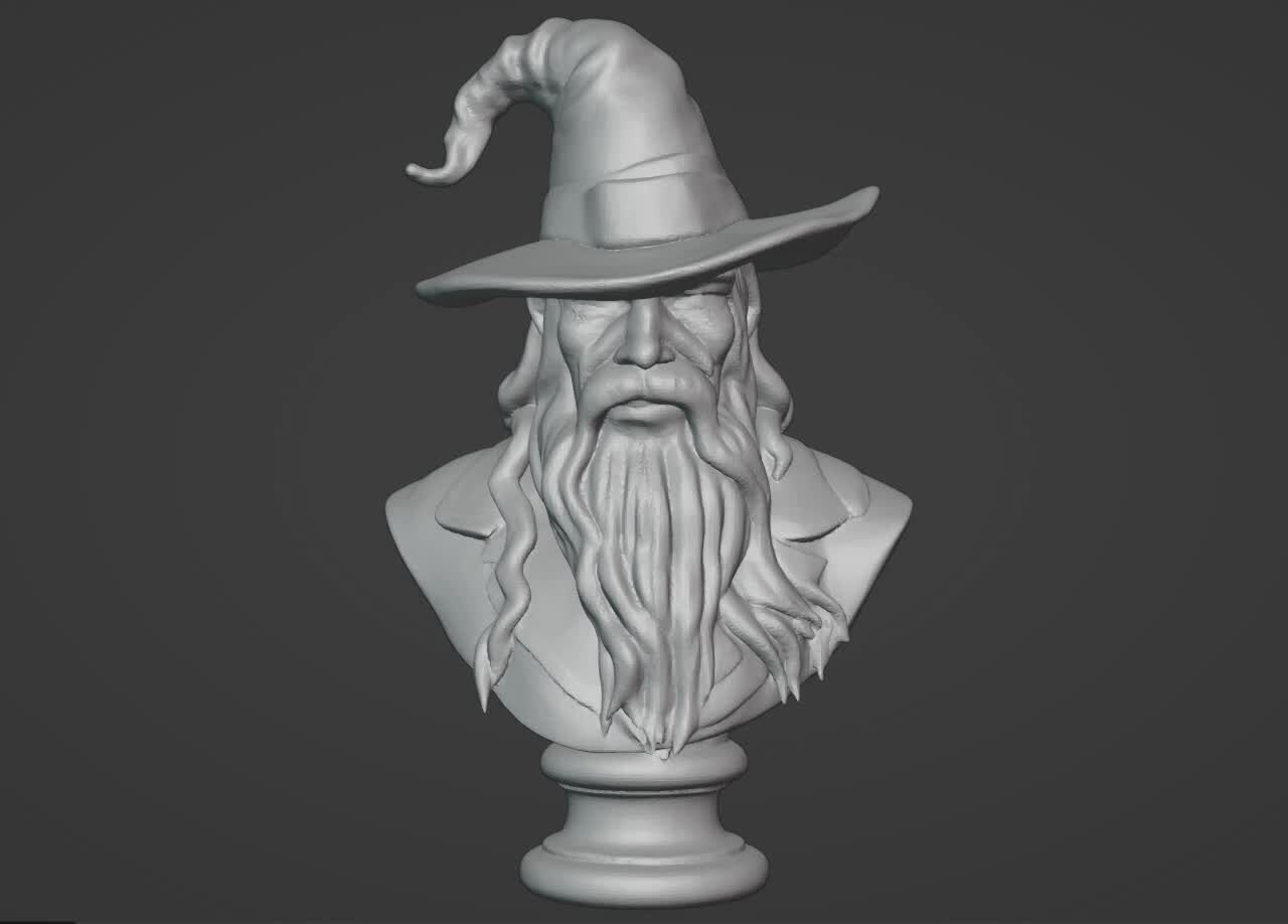 Gandalf the Grey Bust - 3D Printable Wizard Sculpture  3D print model_7