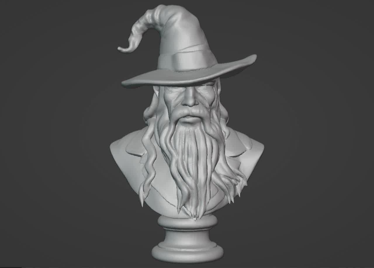 Gandalf the Grey Bust - 3D Printable Wizard Sculpture  3D print model_12