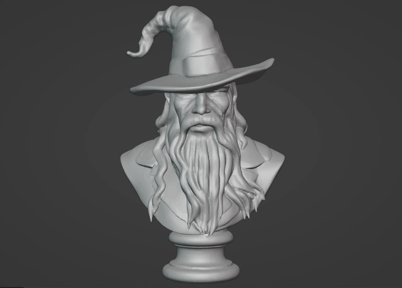 Gandalf the Grey Bust - 3D Printable Wizard Sculpture  3D print model_1