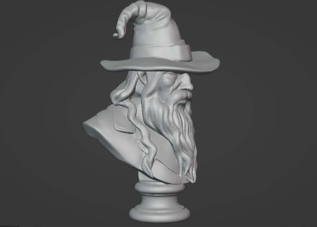 Gandalf the Grey Bust - 3D Printable Wizard Sculpture  3D print model_8