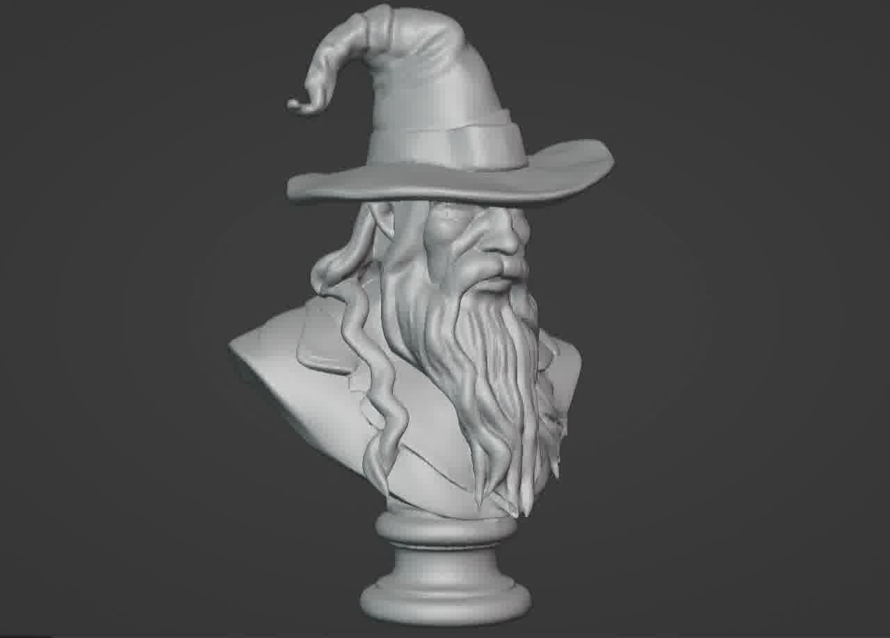 Gandalf the Grey Bust - 3D Printable Wizard Sculpture  3D print model_16