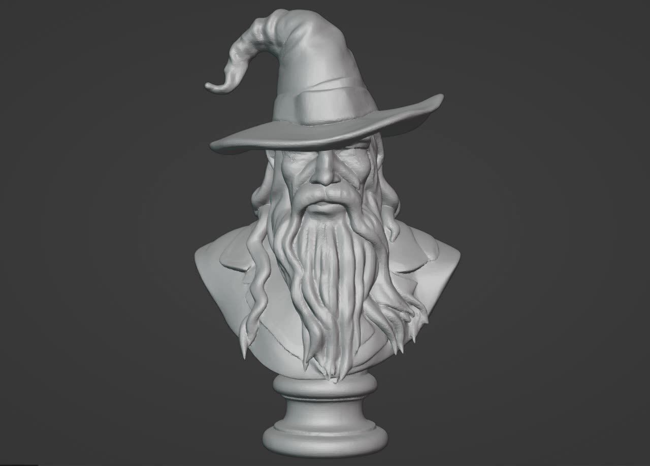Gandalf the Grey Bust - 3D Printable Wizard Sculpture  3D print model_6