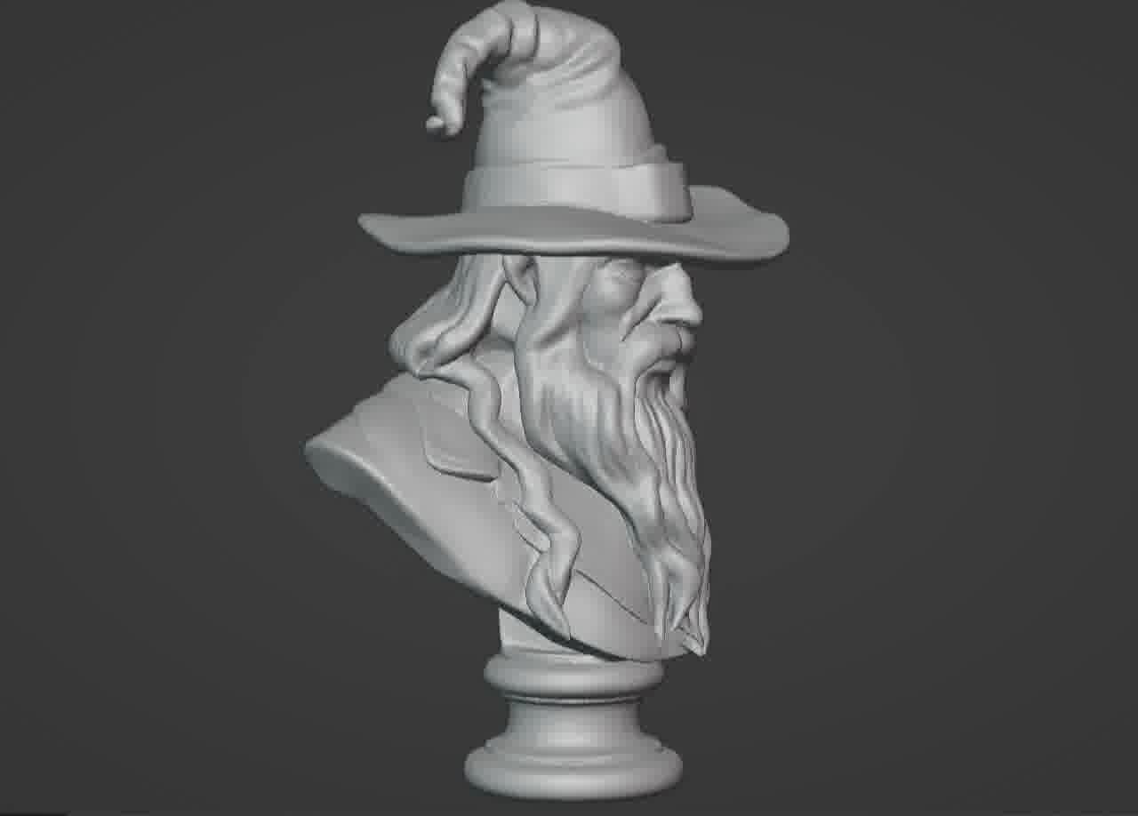 Gandalf the Grey Bust - 3D Printable Wizard Sculpture  3D print model_10