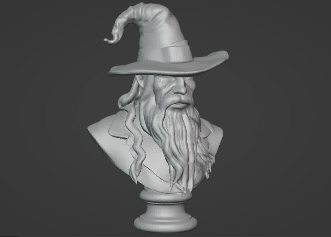 Gandalf the Grey Bust - 3D Printable Wizard Sculpture  3D print model_20