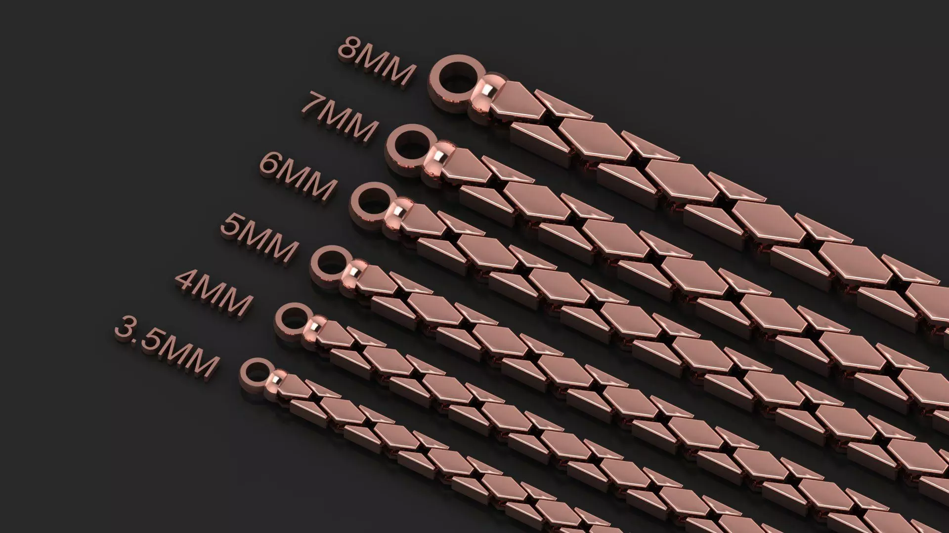 6 Size Top Selling Premium 3D Chain or Bracelet  3D Model Collection_0