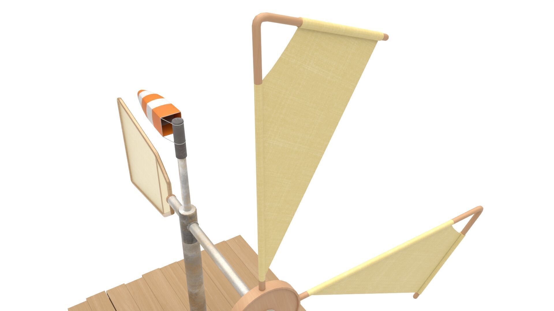 Stylized Wooden Windmill Rigged 3D model_5