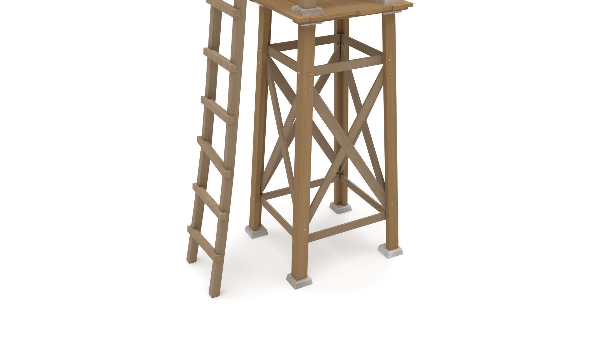 Stylized Wooden Windmill Rigged 3D model_8