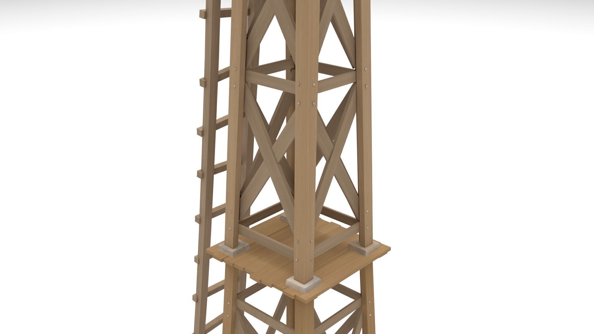 Stylized Wooden Windmill Rigged 3D model_9