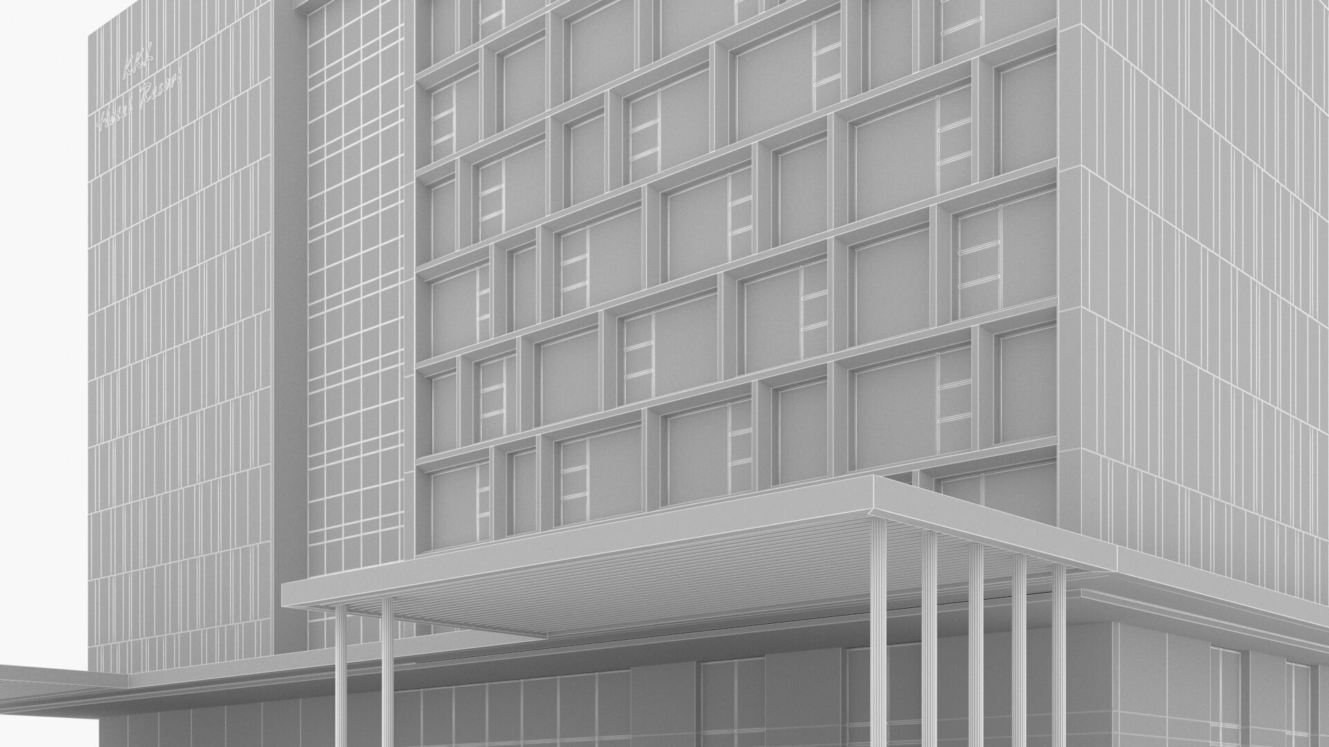 Hotel Low-poly 3D model_17