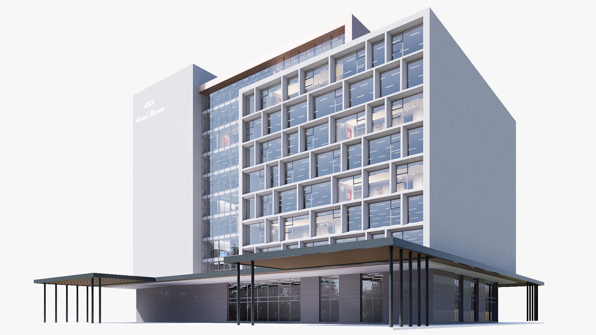 Hotel Low-poly 3D model_2