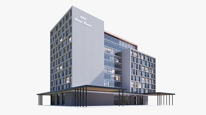 Hotel Low-poly 3D model 6