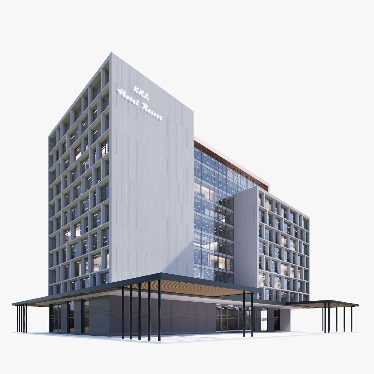 Hotel Low-poly 3D model_1