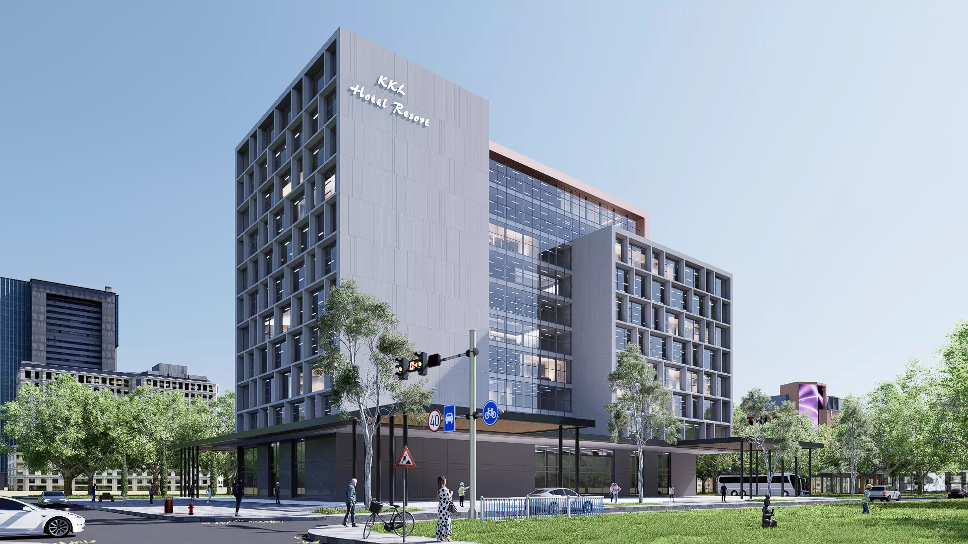 Hotel Low-poly 3D model_0