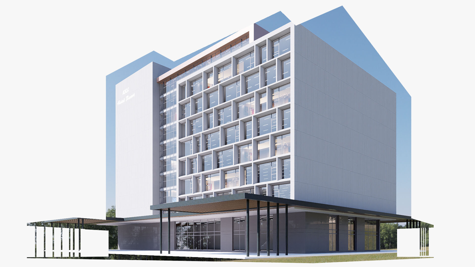 Hotel Low-poly 3D model_3