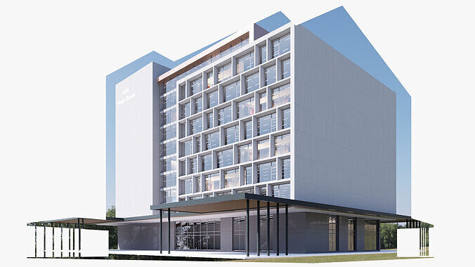 Hotel Low-poly 3D model 4