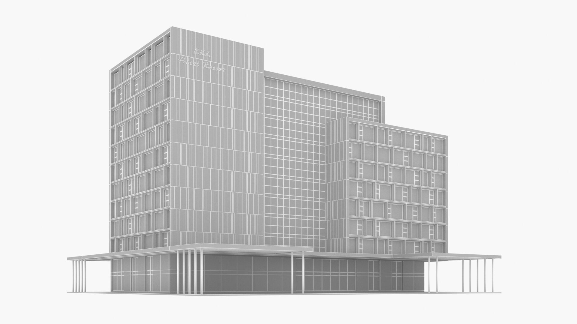 Hotel Low-poly 3D model_15